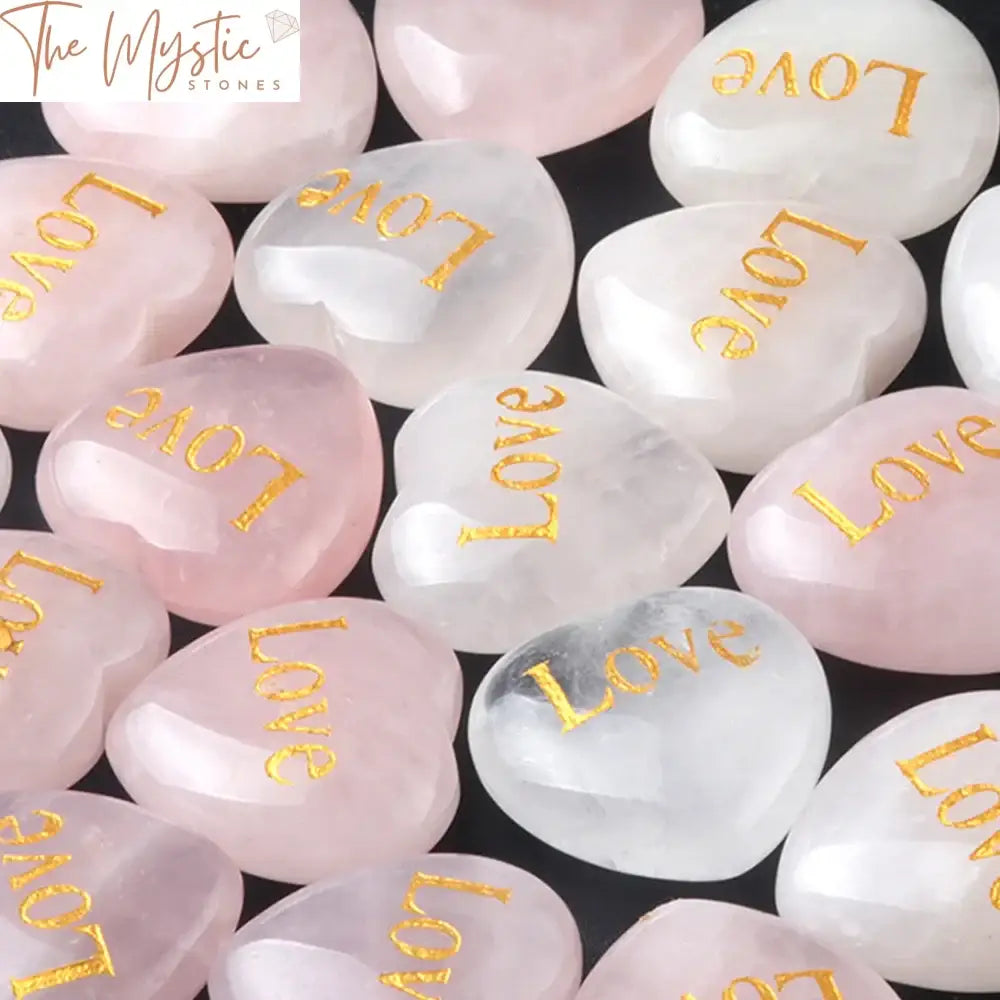 Rose Quartz Engraved Heart Stone