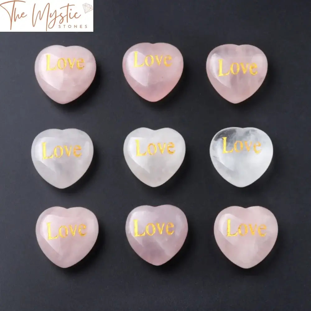 Rose Quartz Engraved Heart Stone