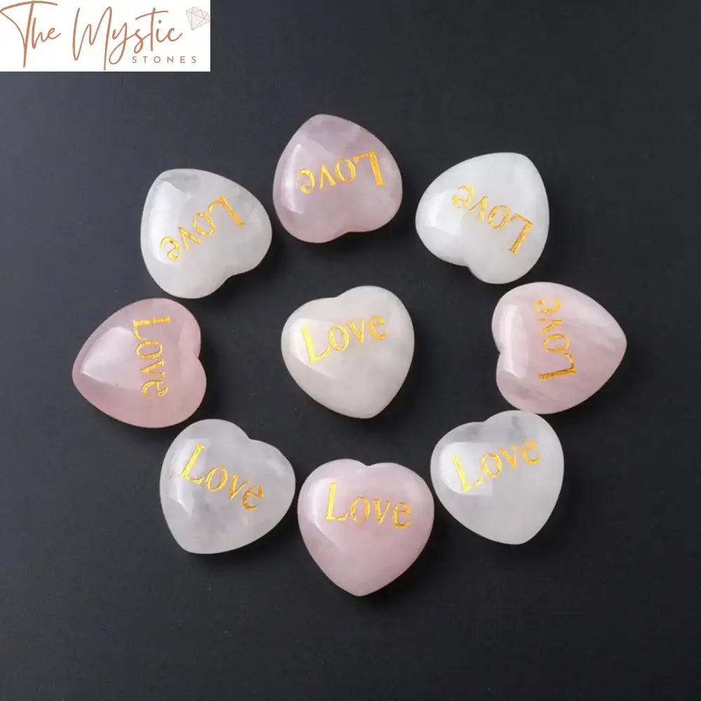 Rose Quartz Engraved Heart Stone