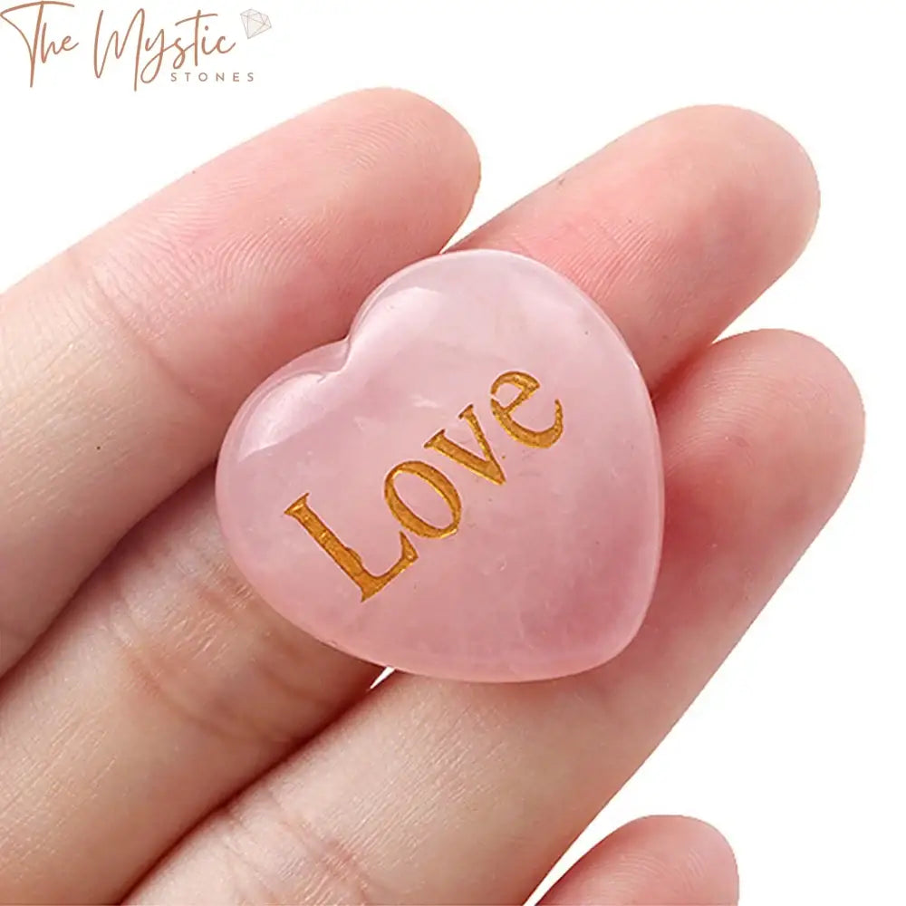 Rose Quartz Engraved Heart Stone