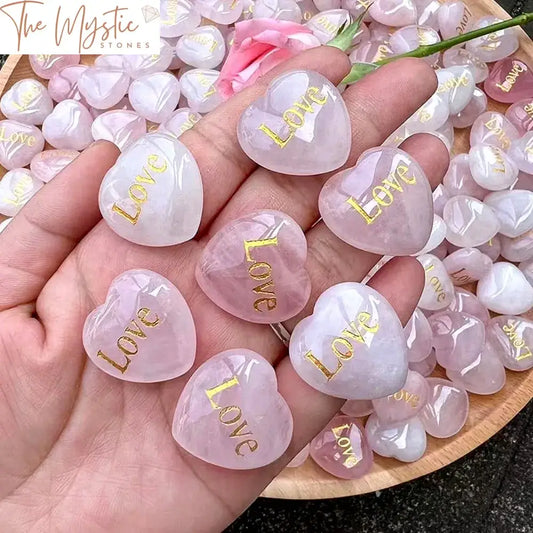 Rose Quartz Engraved Heart Stone