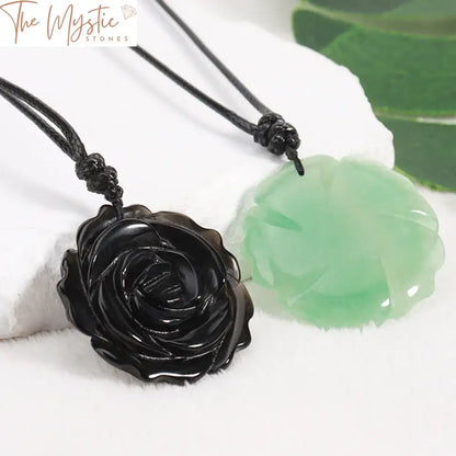 Rose Quartz Floral Pendant Necklace