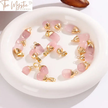 Rose Quartz Gemstone Pendant Set - 2Pcs