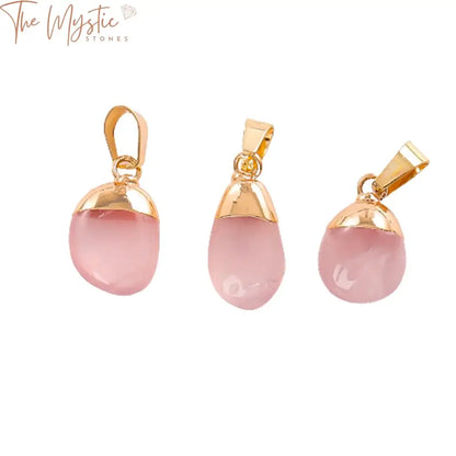 Rose Quartz Gemstone Pendant Set - 2Pcs