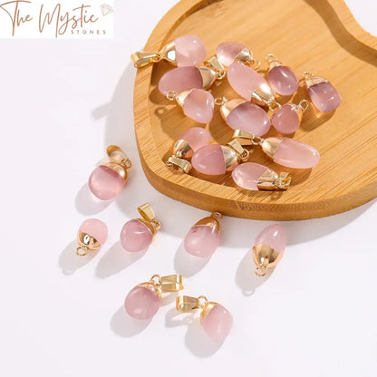 Rose Quartz Gemstone Pendant Set - 2Pcs