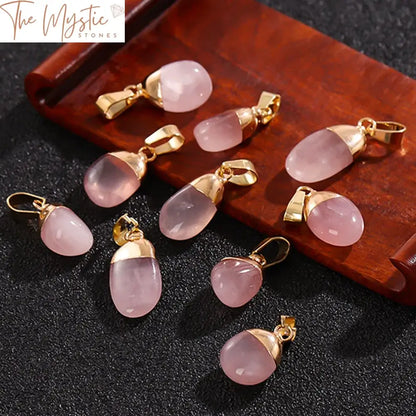 Rose Quartz Gemstone Pendant Set - 2Pcs