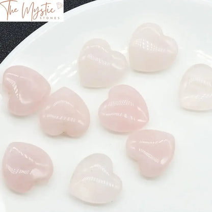 Rose Quartz Heart Palm Stones - 10Pc Set