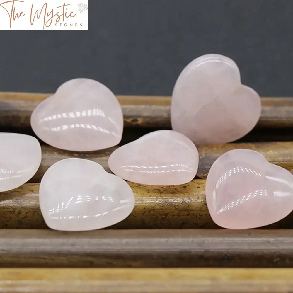 Rose Quartz Heart Palm Stones - 10Pc Set