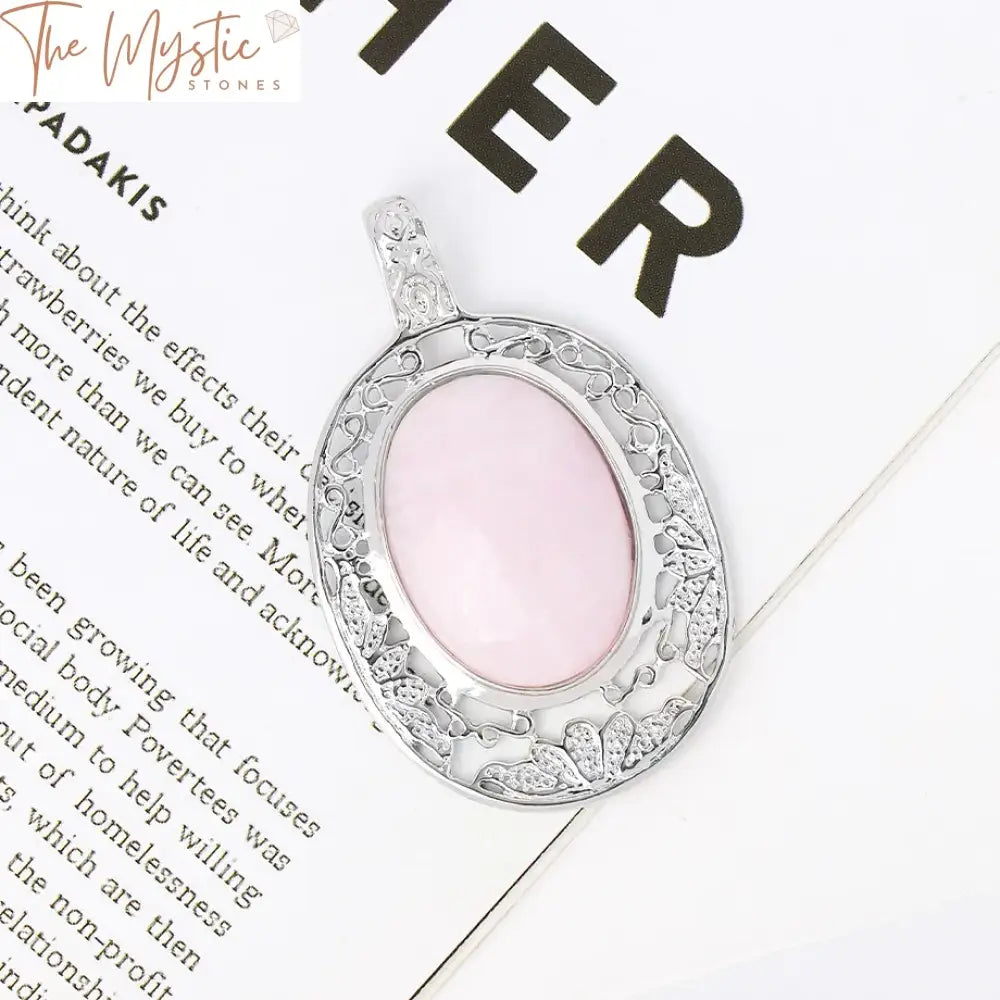 Rose Quartz Oval Pendant Necklace