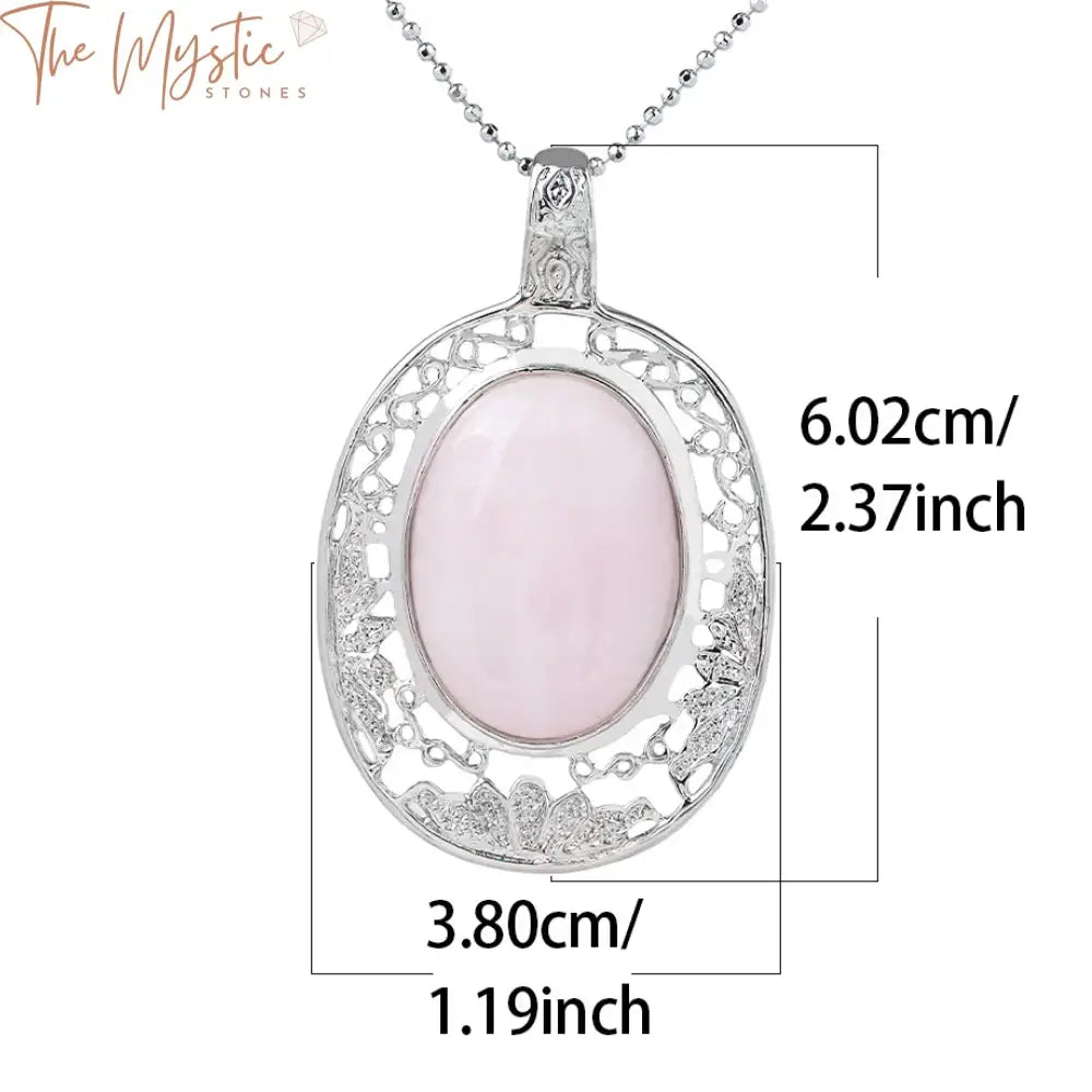 Rose Quartz Oval Pendant Necklace