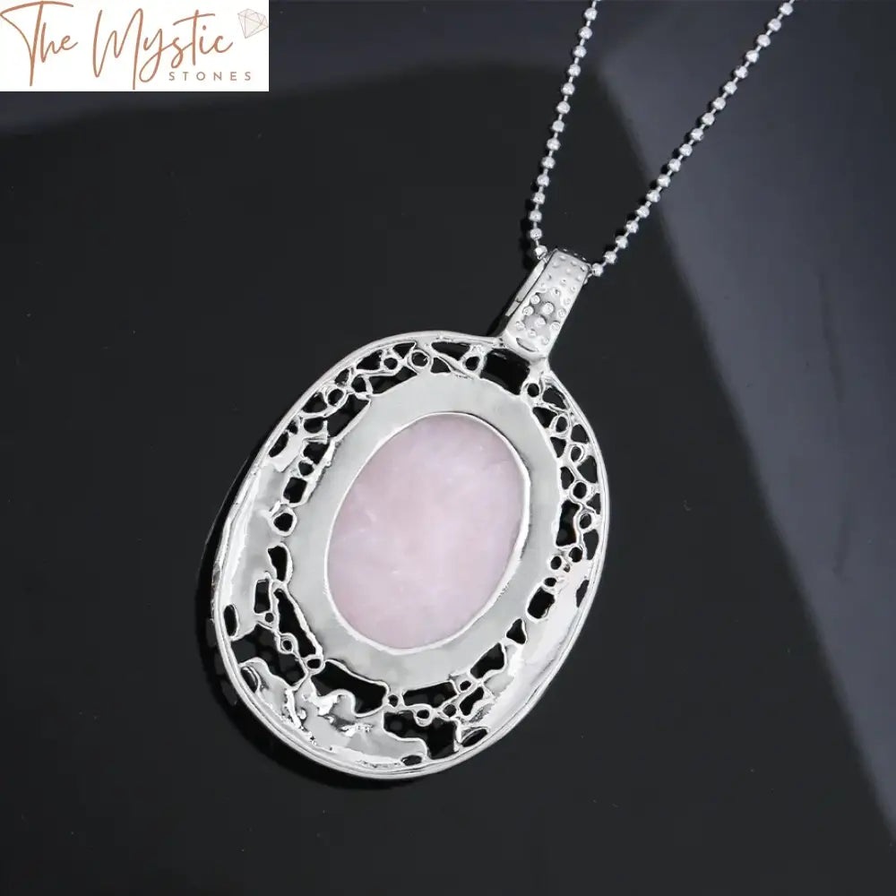 Rose Quartz Oval Pendant Necklace