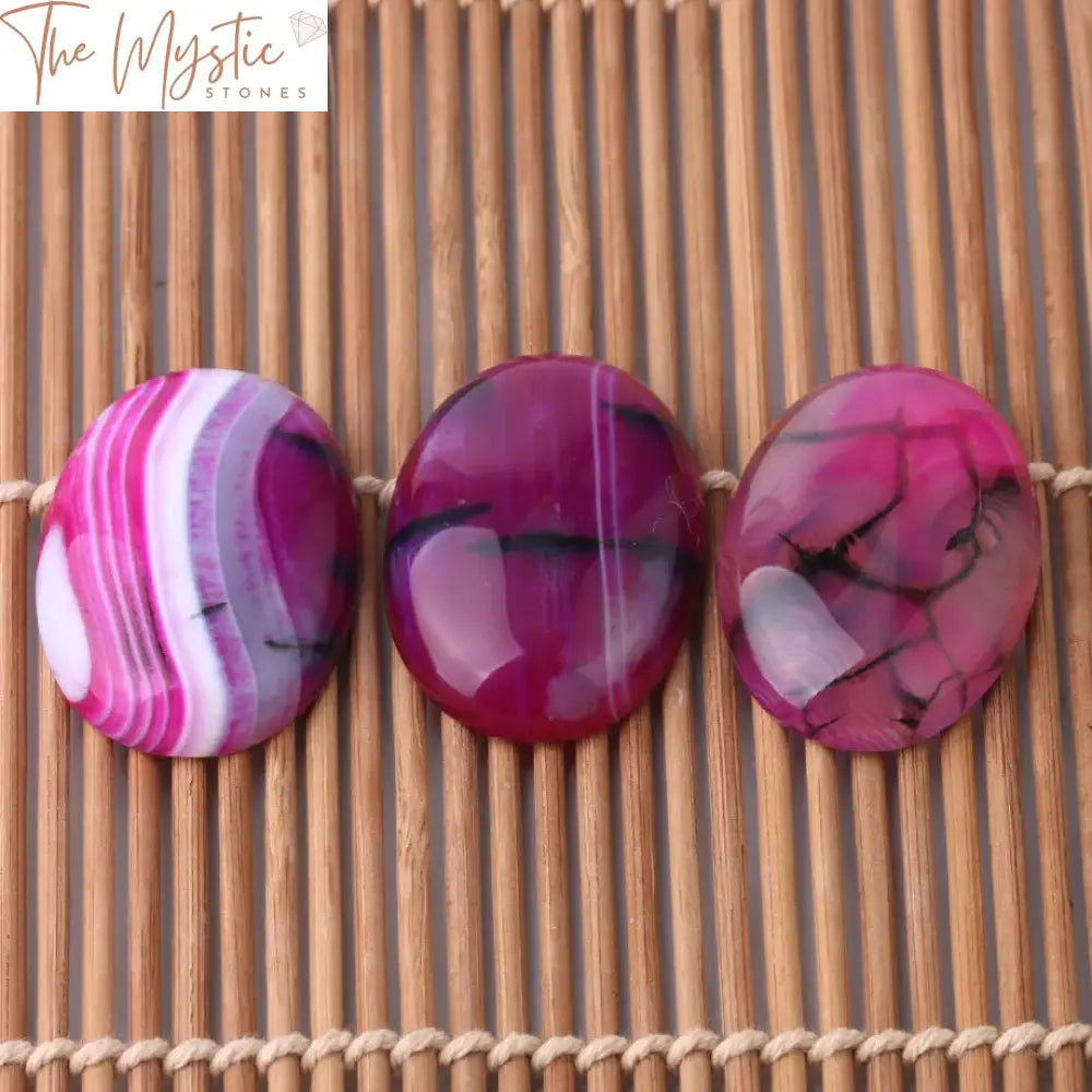 Rose Red Striped Agate Oval Cabochons