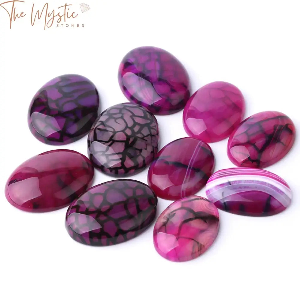 Rose Red Striped Agate Oval Cabochons