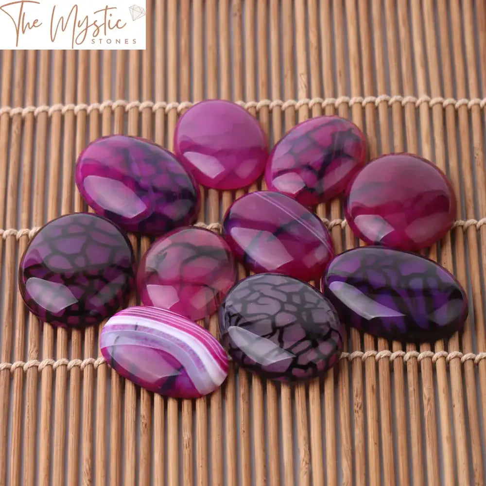 Rose Red Striped Agate Oval Cabochons