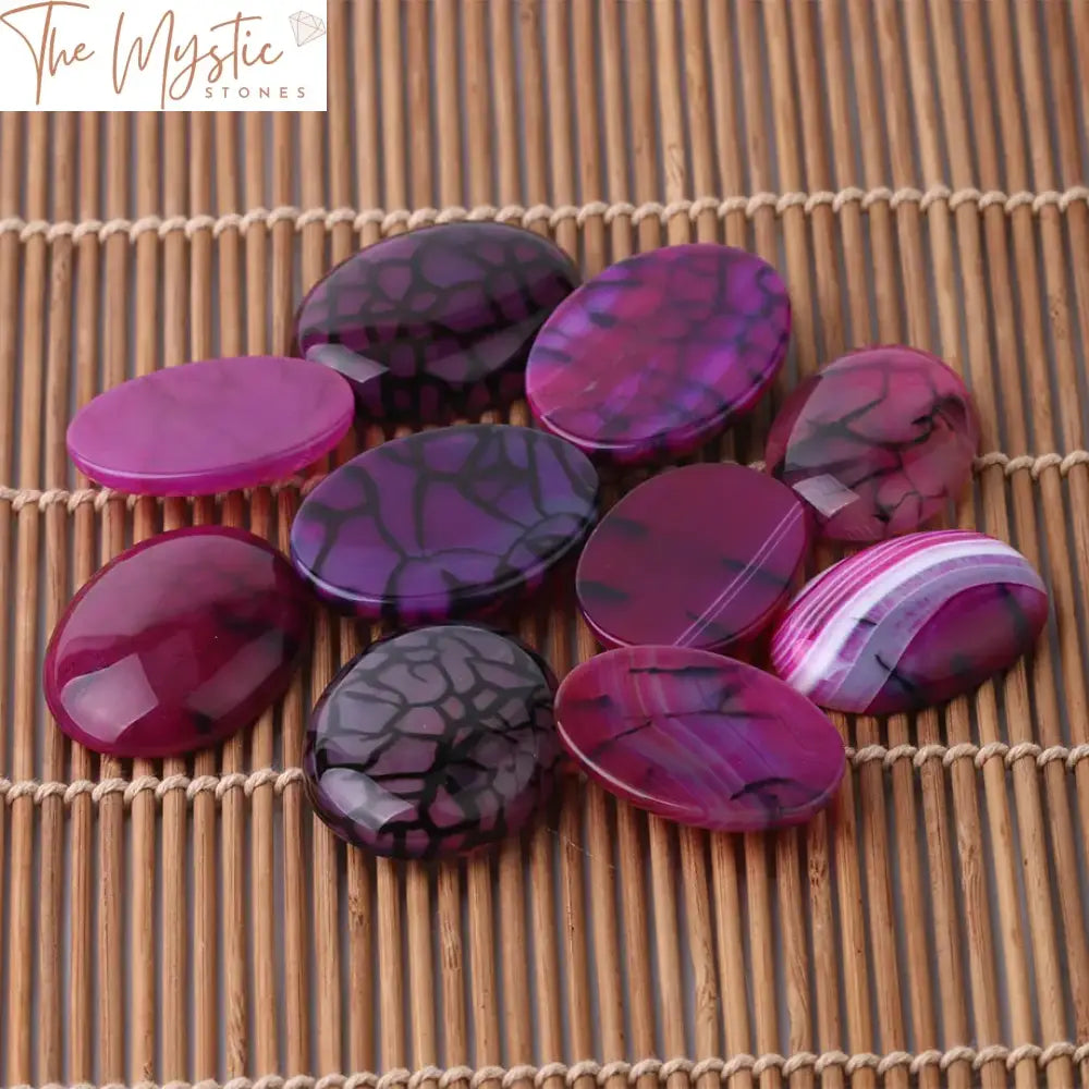 Rose Red Striped Agate Oval Cabochons