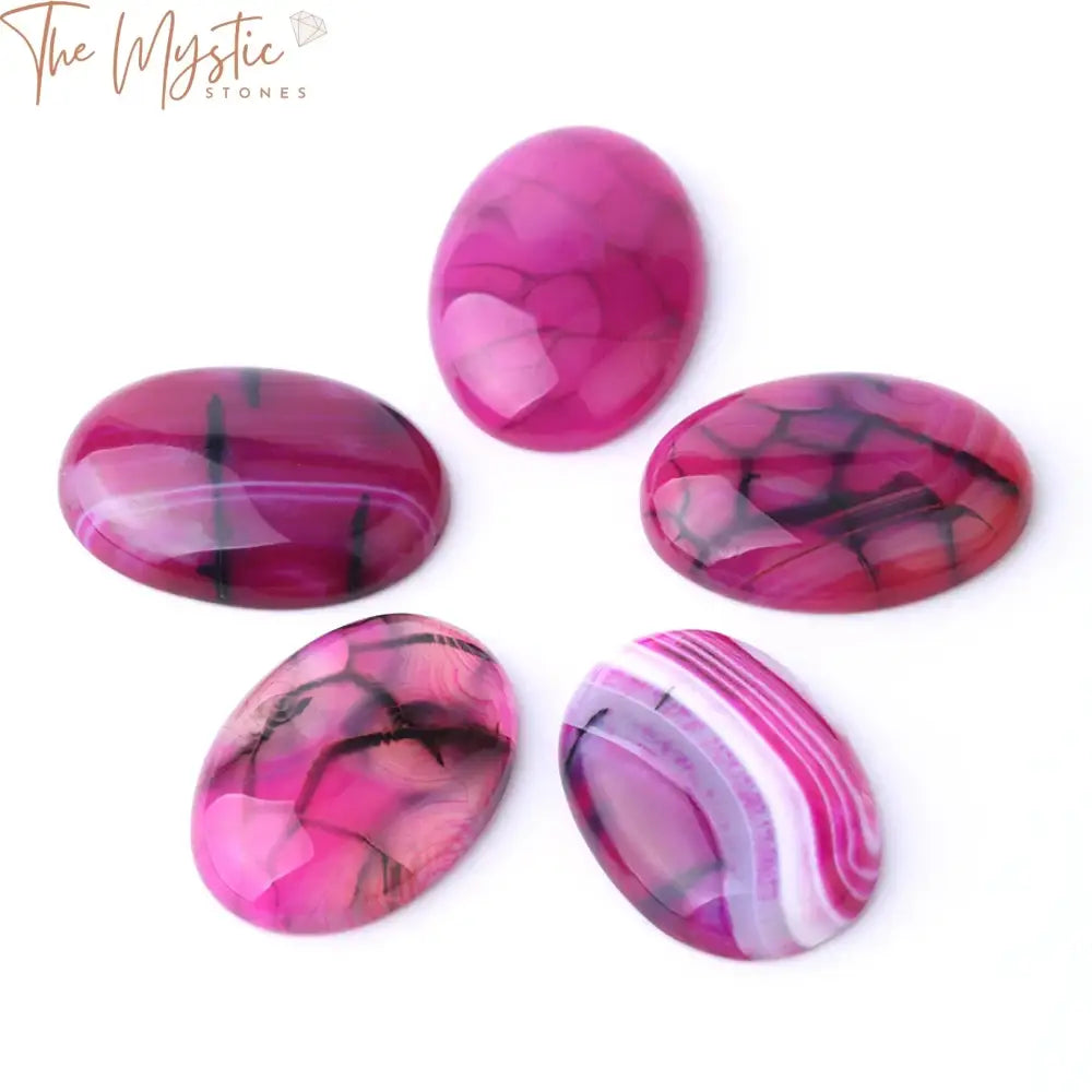 Rose Red Striped Agate Oval Cabochons