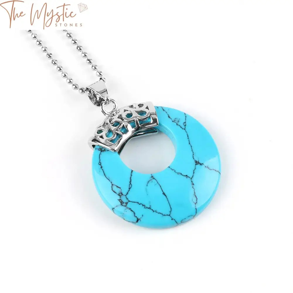 Round Crystal Cabochon Pendant Necklace