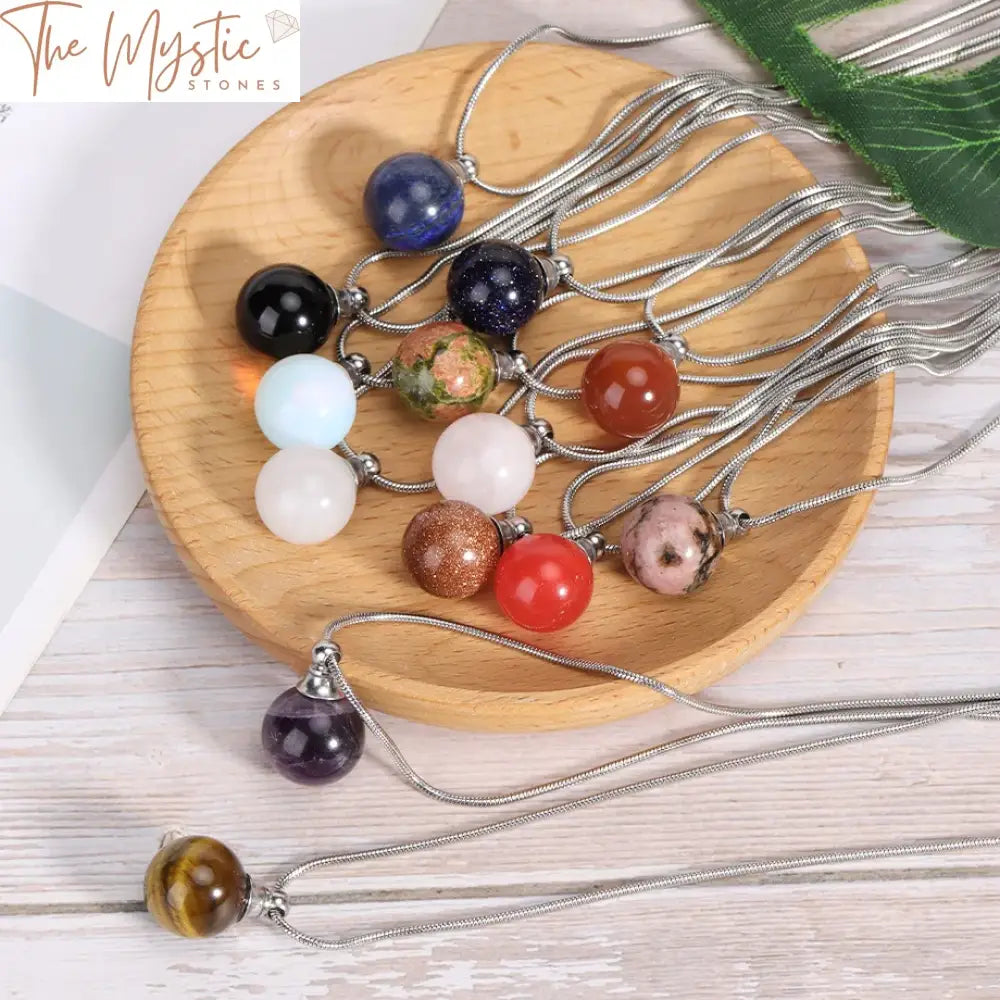 Round Crystal Reiki Diffuser Necklace