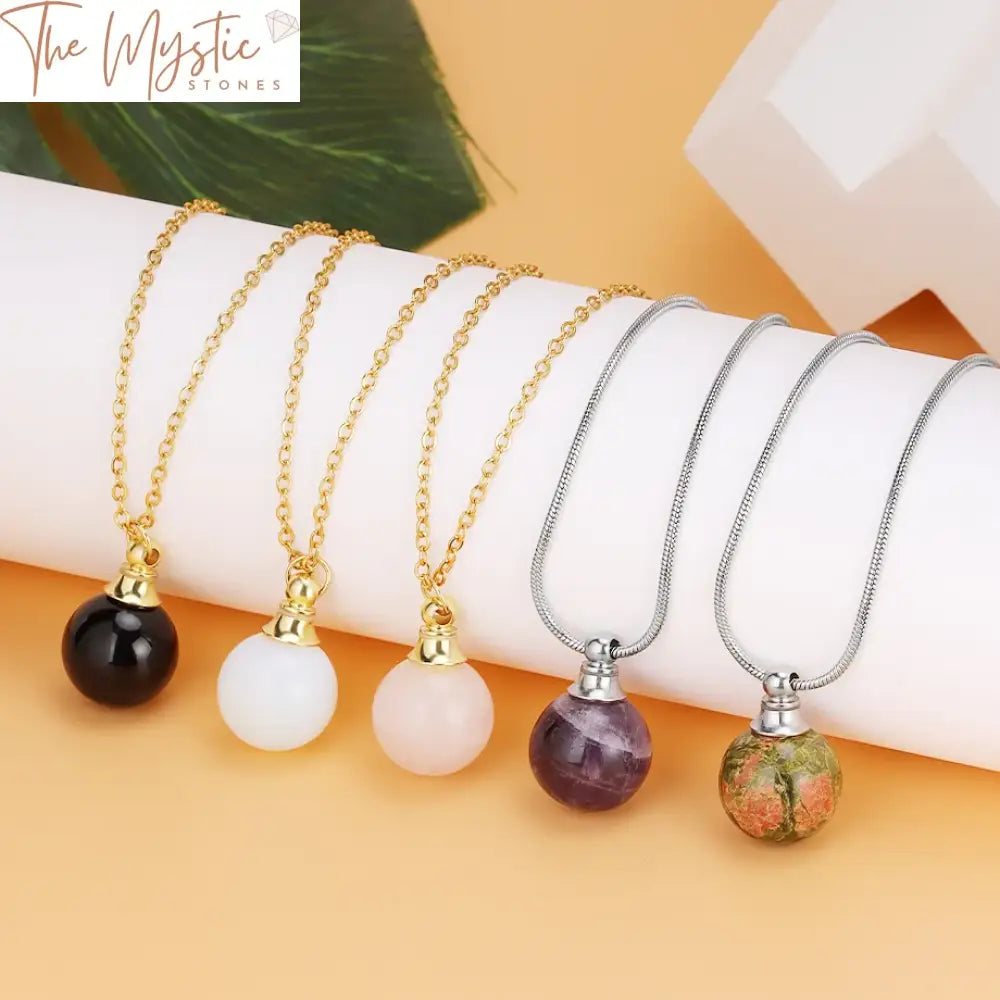 Round Crystal Reiki Diffuser Necklace