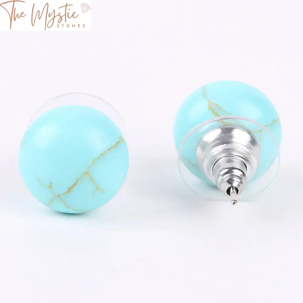 Round Quartz Bead Stud Earrings