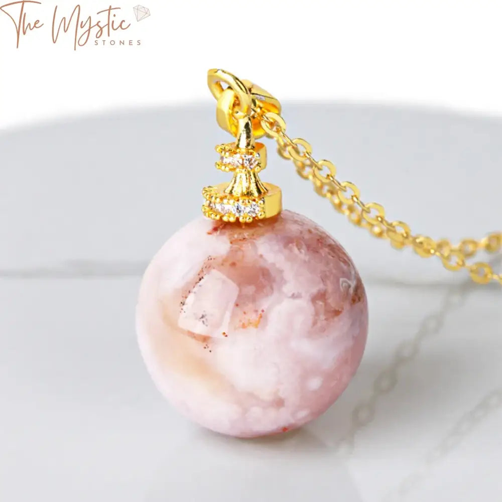 Sakura Agate Apple Pendant Necklace