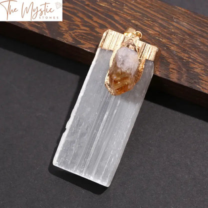 Selenite Amethyst Citrine Reiki Pendant