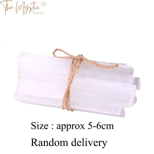 A set of 10 natural selenite crystal quartz sticks, each measuring 5-6cm in length.