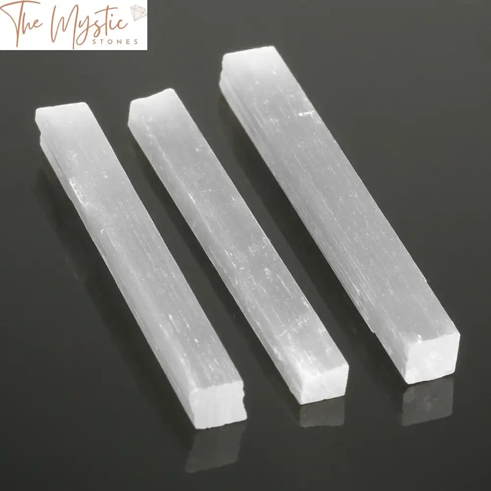 10Pcs 5-6Cm Natural Selenite Crystal Quartz Sticks Wand Raw Mineral White Gypsum For Positive