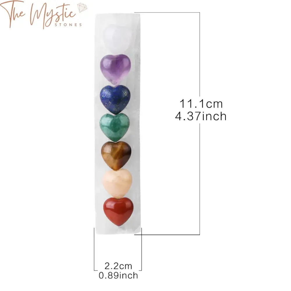 Selenite Healing Stick With 7 Chakra Heart Crystals