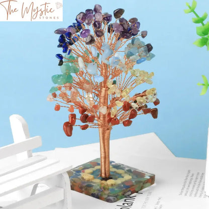 Seven Chakra Crystal Tree Of Life With Agate Base