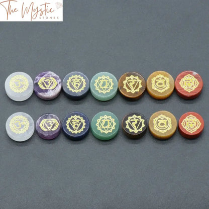 Seven Chakra Engraved Natural Stone Set