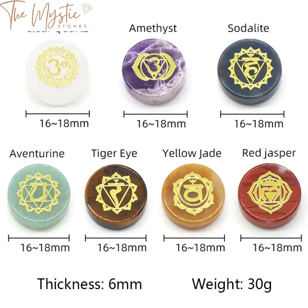 Seven Chakra Engraved Natural Stone Set