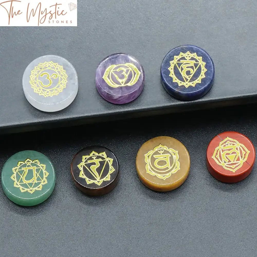 Seven Chakra Engraved Natural Stone Set