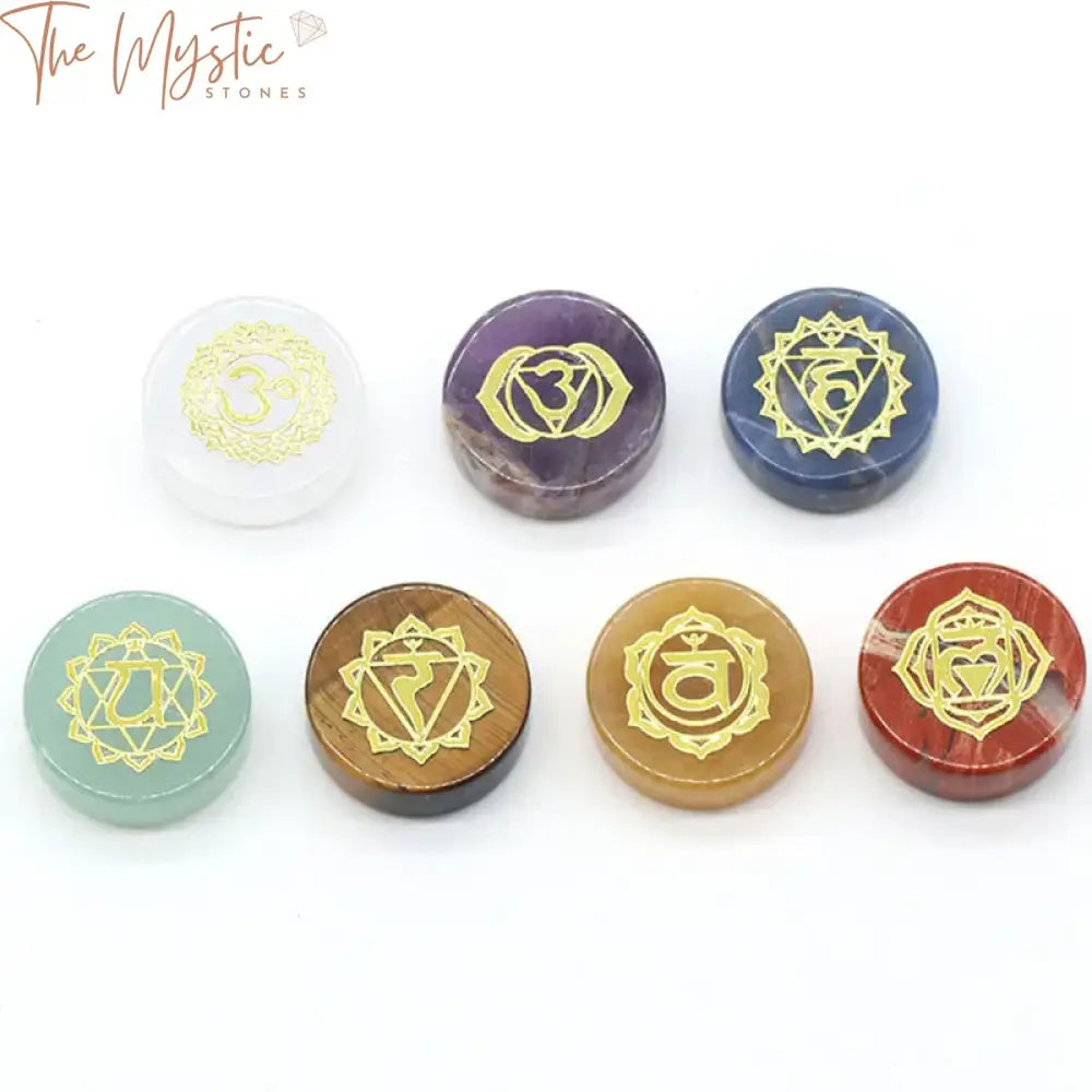 Seven Chakra Engraved Natural Stone Set