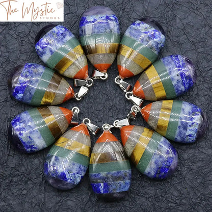 Seven Chakra Quartz Agate Pendant