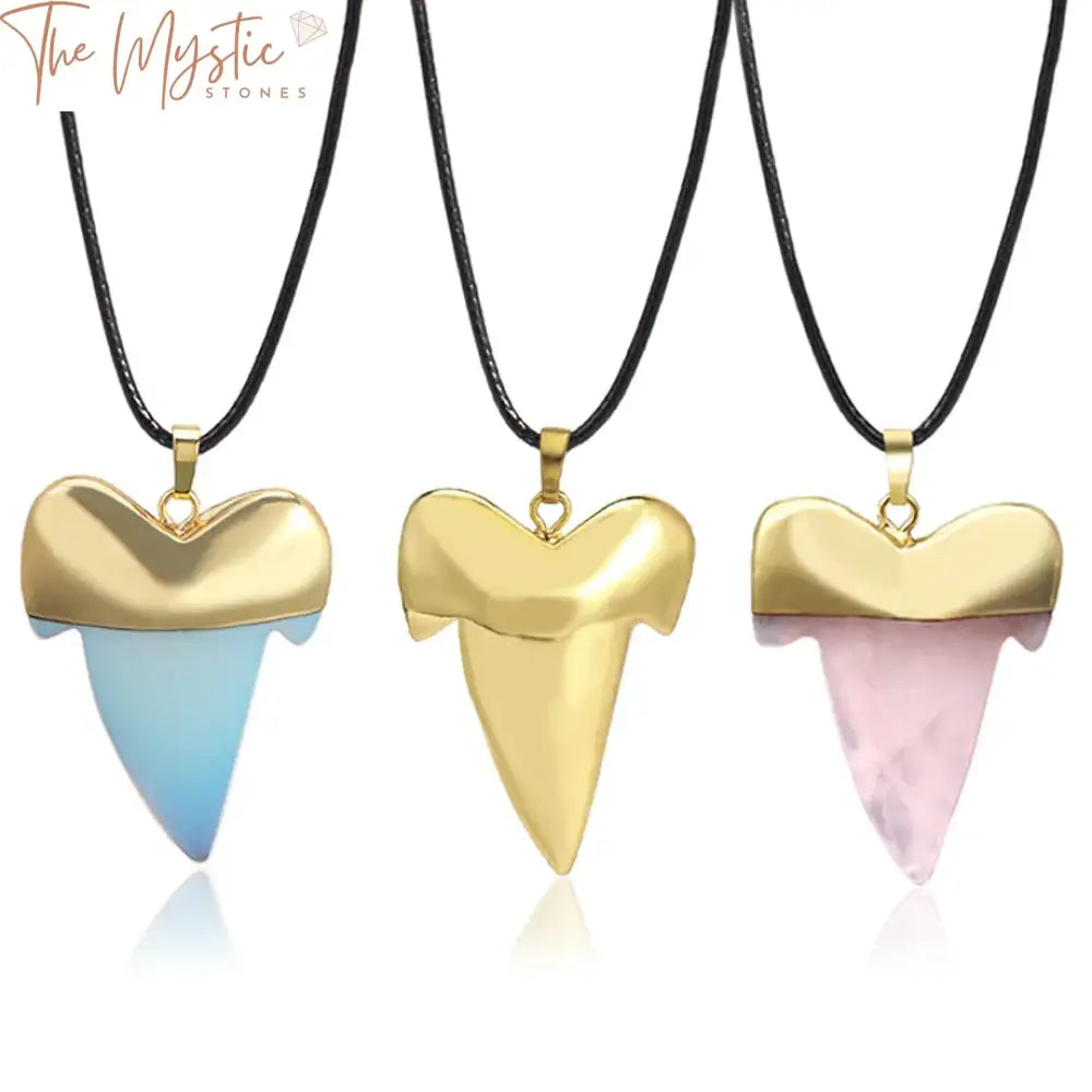 Shark Tooth Quartz Pendant Necklace