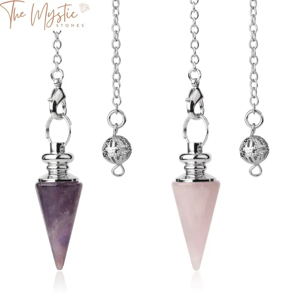 Silver Chain Conical Pendulum With Natural Stone