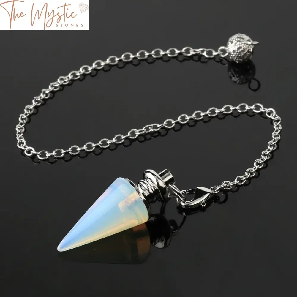 Silver Chain Conical Pendulum With Natural Stone