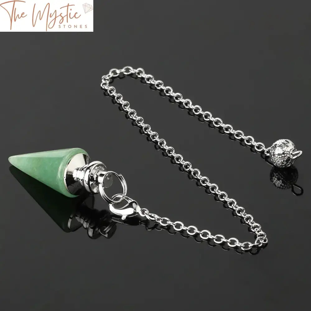 Silver Conical Pendulum Necklace With Natural Stone