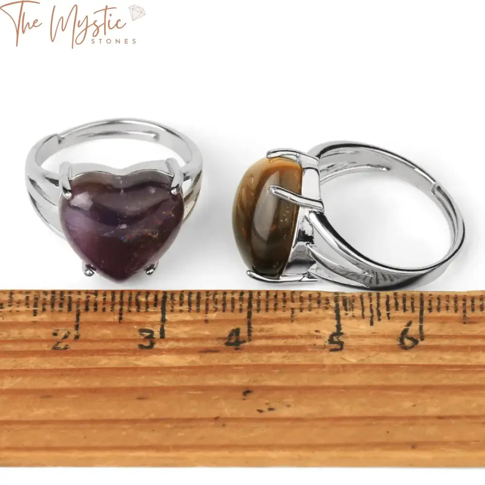 Silver Crystal Heart Adjustable Ring