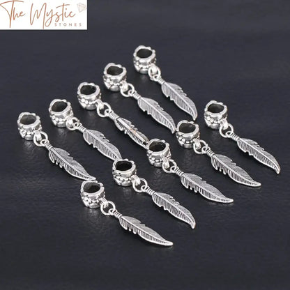 Silver Leaf Feather Bead Connectors 5Mm Hole 10Pcs