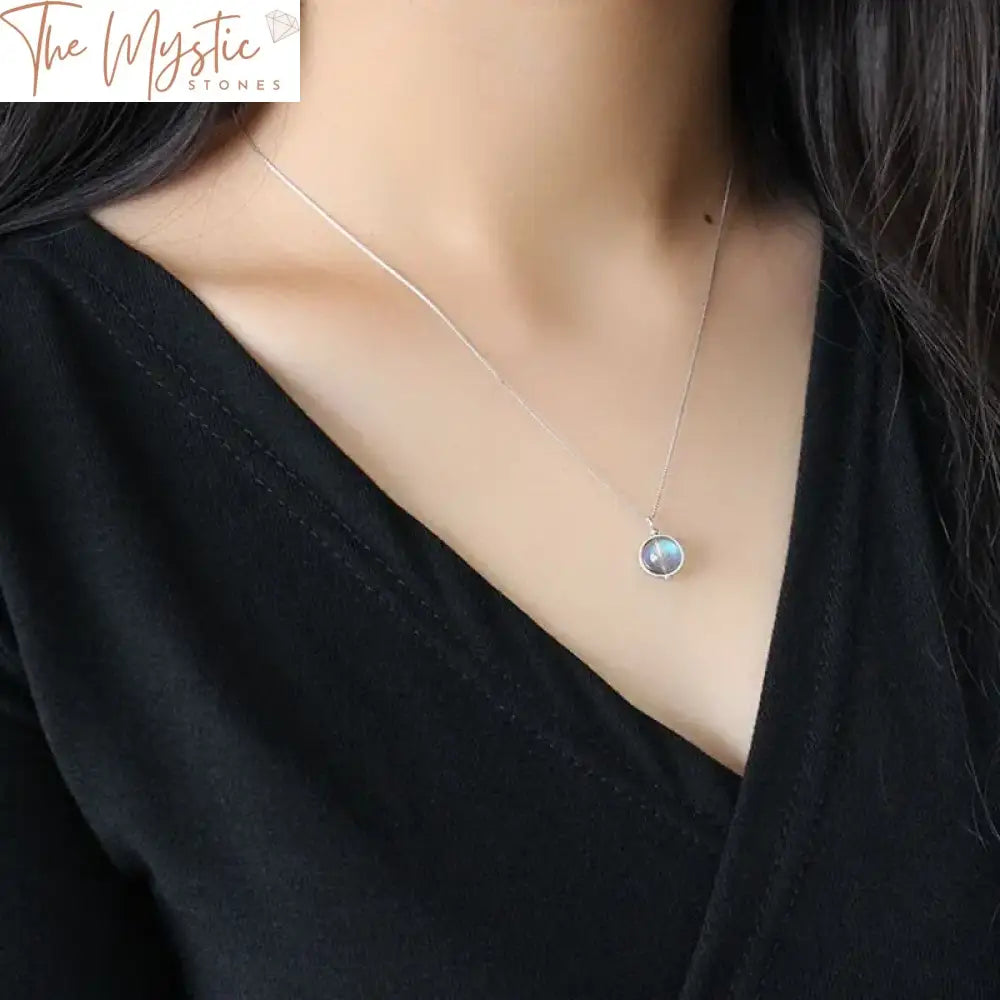 Silver Moonstone Crystal Pendant Necklace