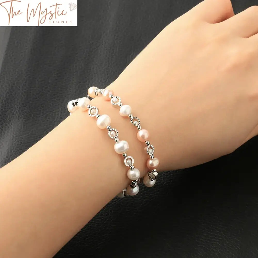 Silver Tone Baroque Pearl Bracelet