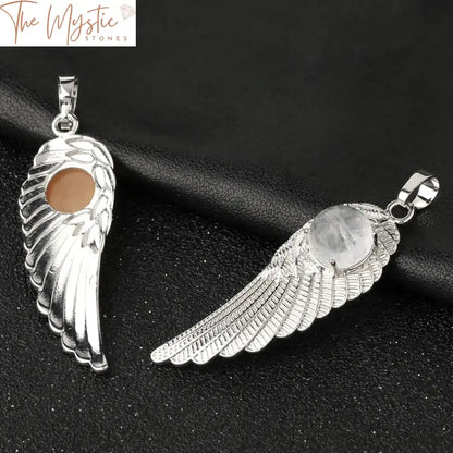 Silver Wing Natural Stone Pendant Necklace