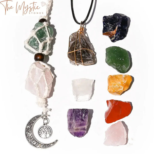 Smoky Quartz Chakra Crystal Pendant & Tree Of Life Ornament Set