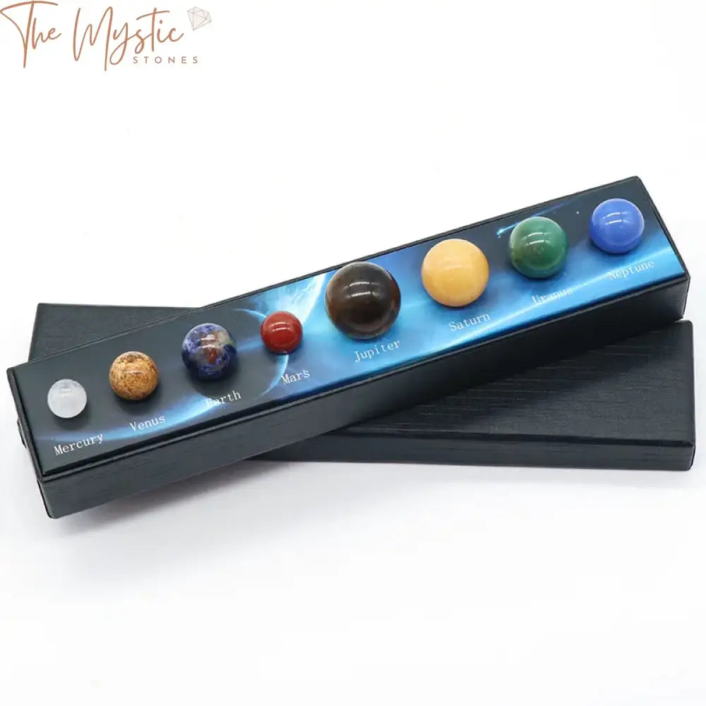 Solar System Crystal Planet Set - 8 Piece Gemstone Collection With Gift Box