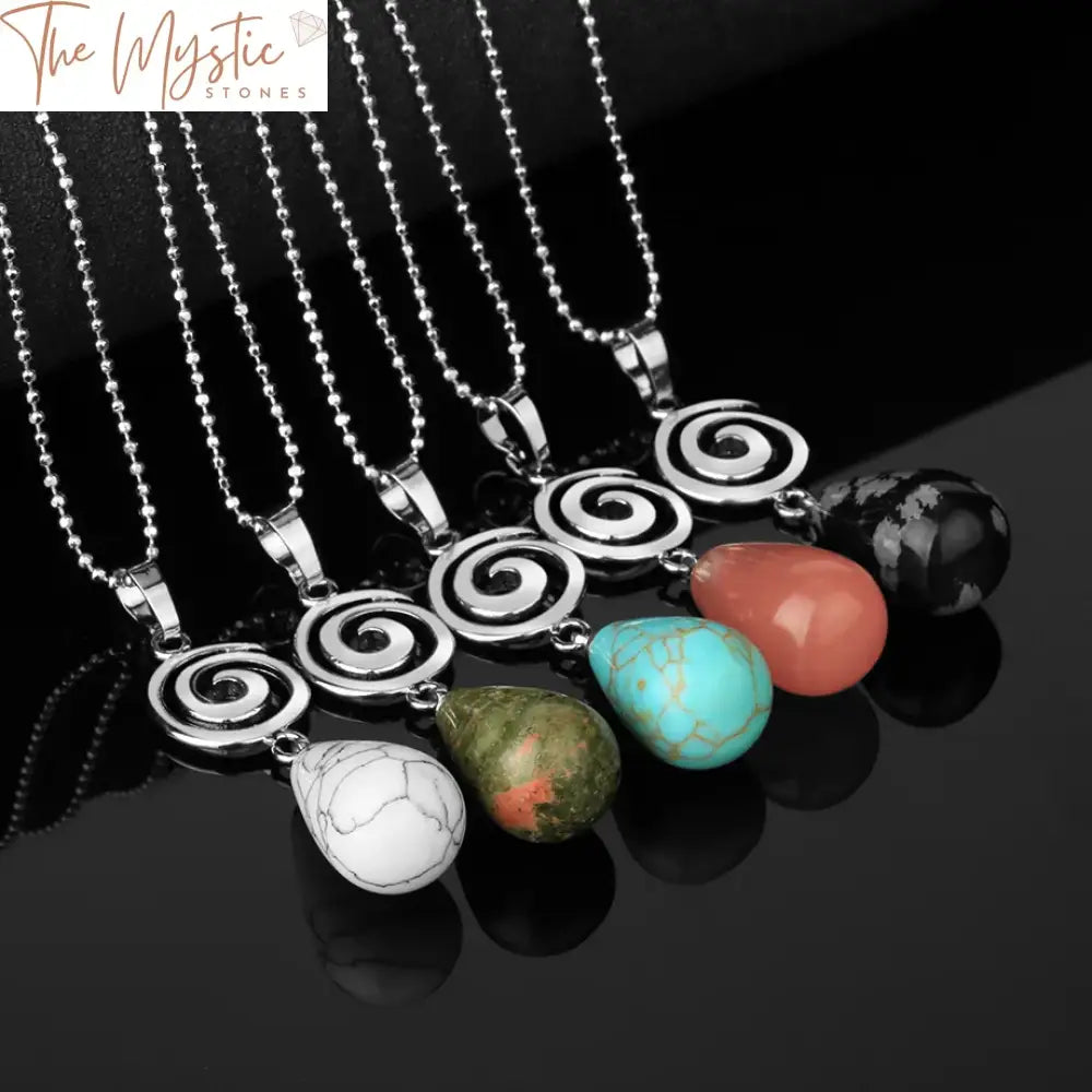 Spiral Gemstone Pendant Necklace