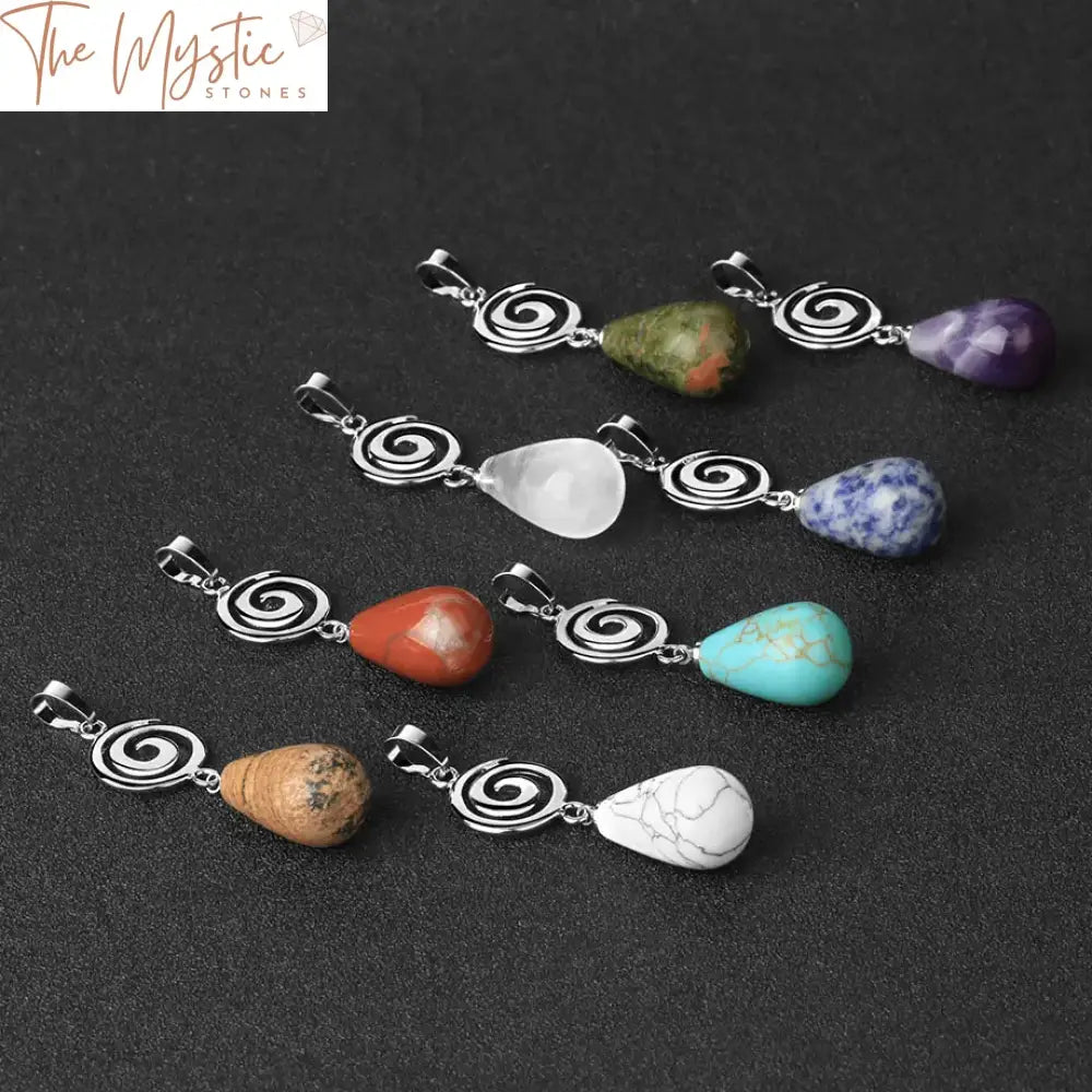 Spiral Gemstone Pendant Necklace