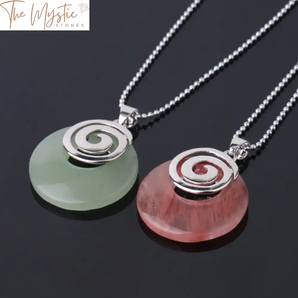 Spiral Stone Pendant Necklace - Lava & Agate Chakra Reiki