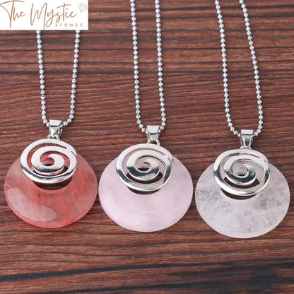 Spiral Stone Pendant Necklace - Lava & Agate Chakra Reiki